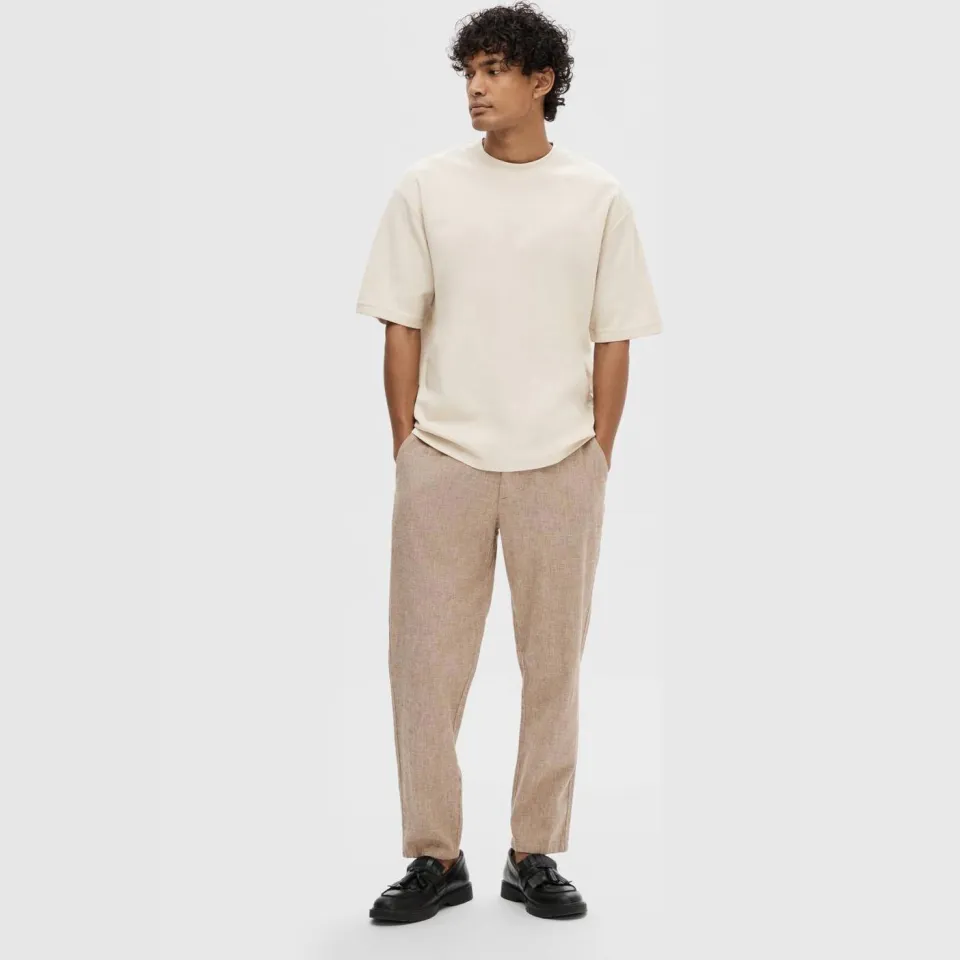 Selected loose fit T-shirt SLHLOOSEOSCAR beige, foto 3