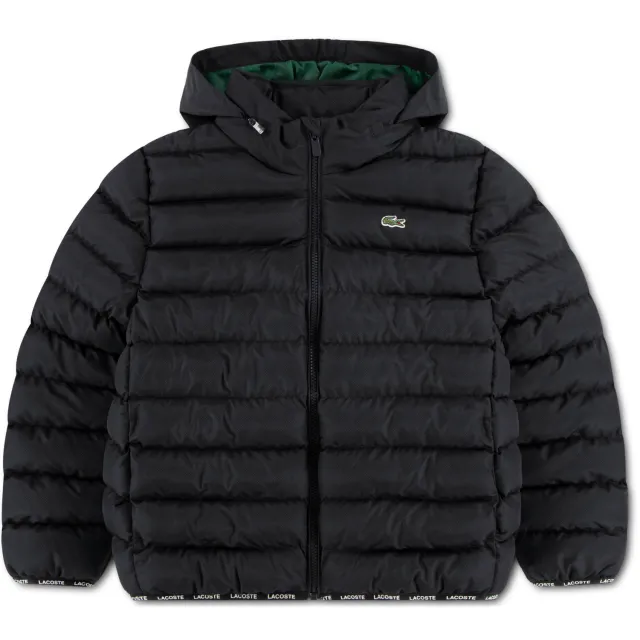 Lacoste gewatteerde jas met logo zwart