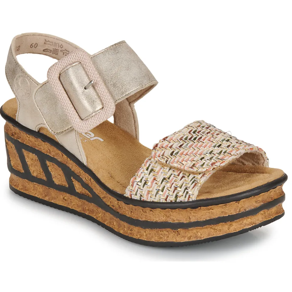 Rieker 68172-60 sleehak sandalen beige, foto 2