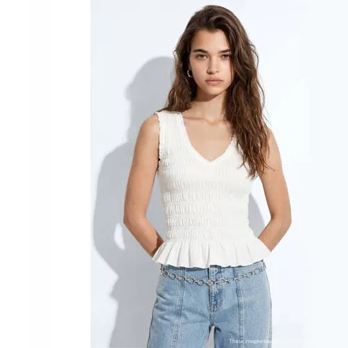Mango top met peplum wit, foto 3