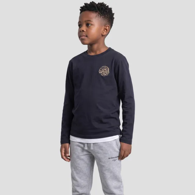 Orange Stars longsleeve met backprint donkerblauw