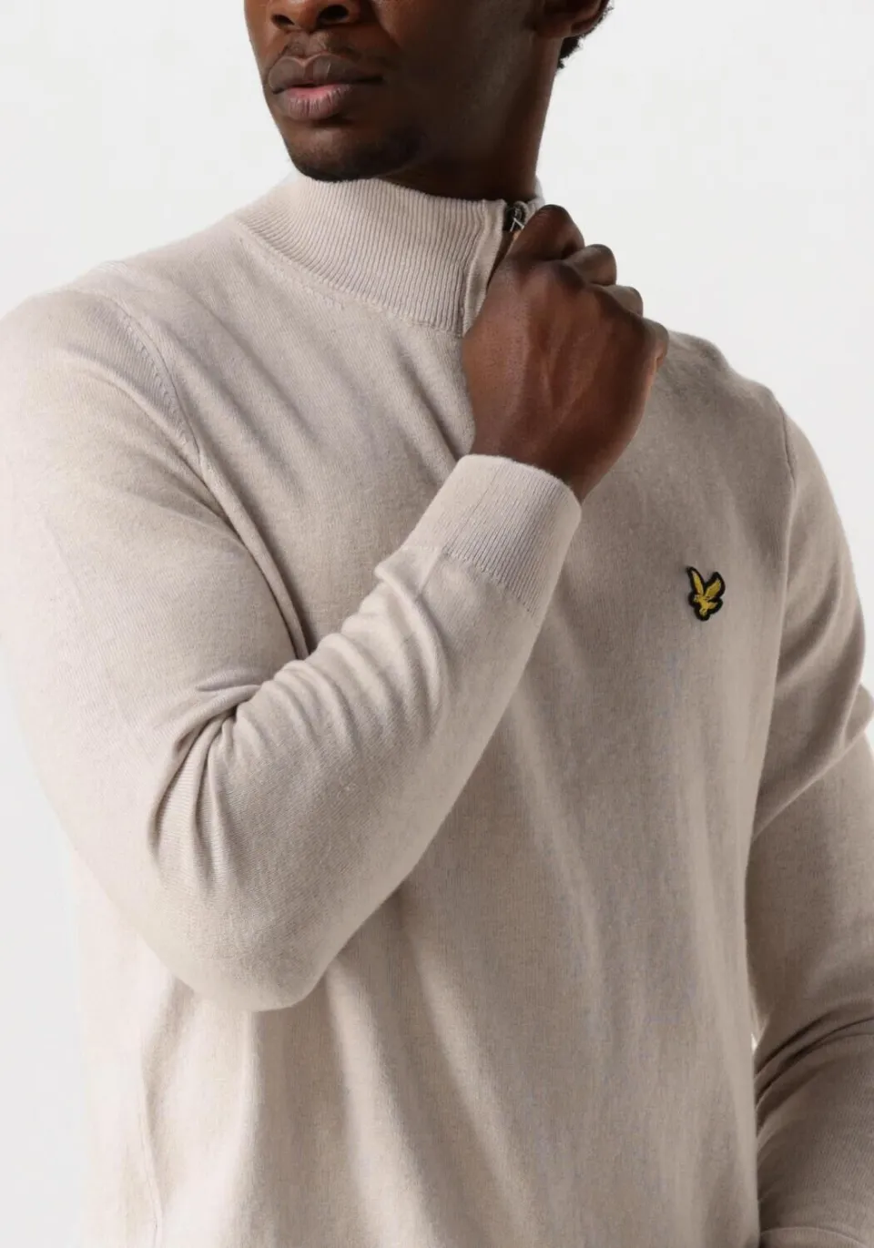 Lyle & Scott Heren Truien & Vesten Cotton Merino Quarter Zip Jumper - Beige, foto 4