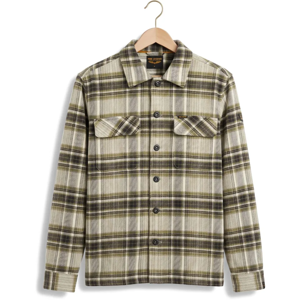 PME Legend regular fit geruit overshirt - loden groen, foto 4