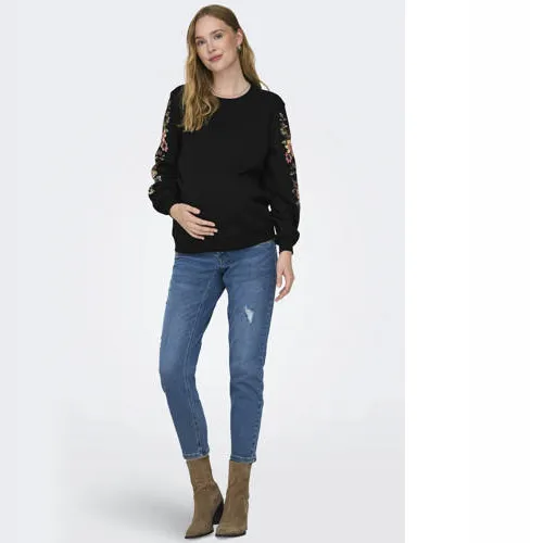 Only MATERNITY gebloemde zwangerschapssweater OLMCONNY zwart, foto 5