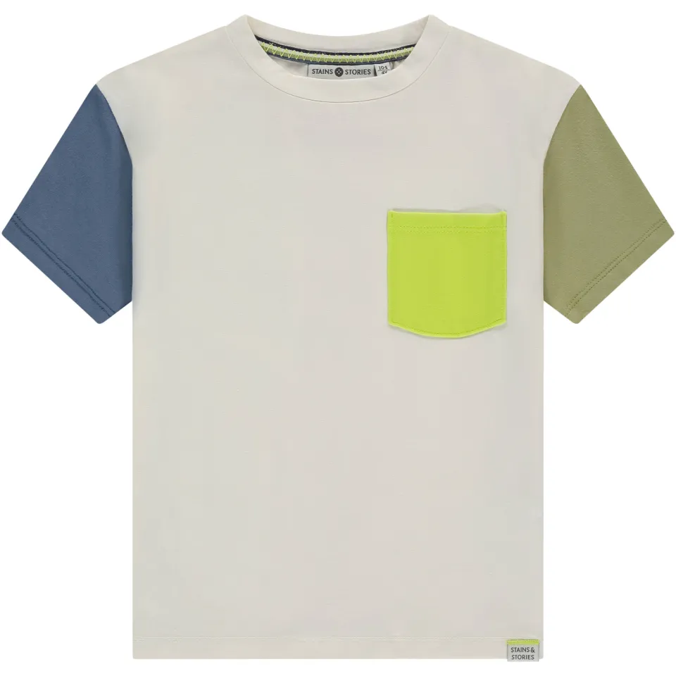 Stains&Stories T-shirt ecru meerkleurig, foto 3