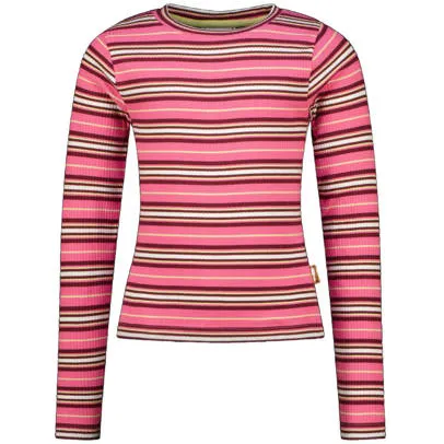 Vingino gestreepte longsleeve roze/rood/offwhite