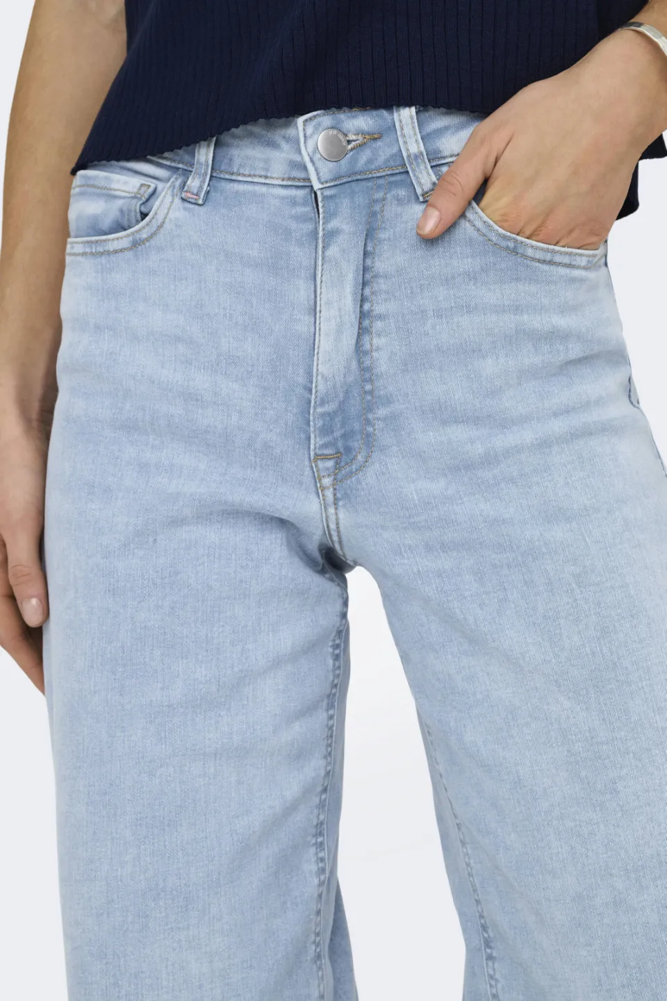 JDY high waist wide leg jeans light blue denim, foto 6