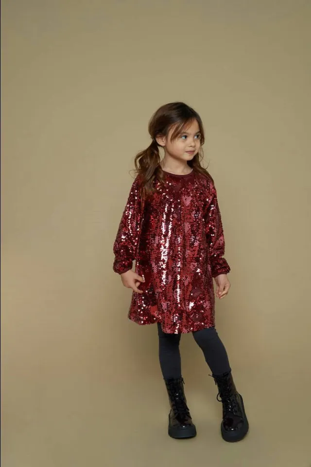 Jubel Queen Of Hearts jurk met pailletten donkerrood