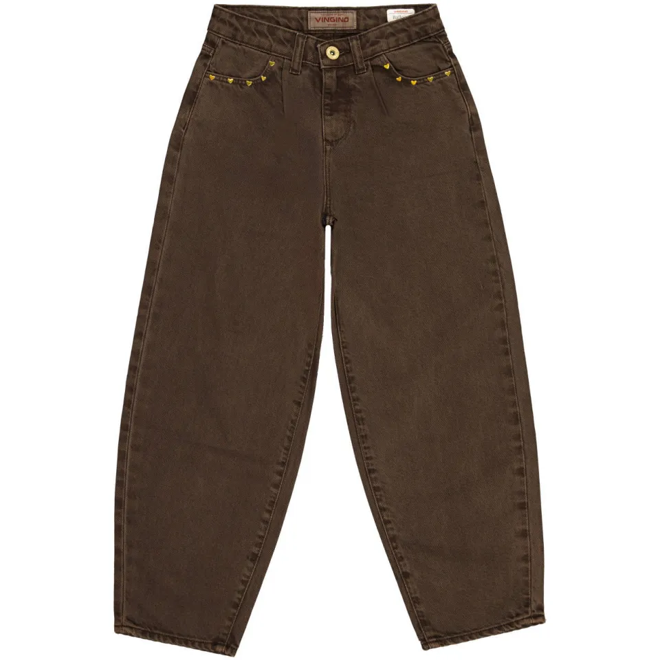 Vingino Camilla barrel jeans donkerbruin, foto 2