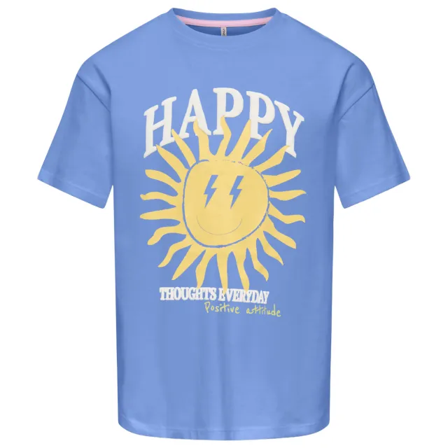 Only T-shirt hemelsblauw met printopdruk
