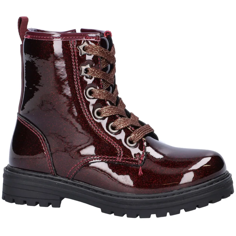 Nelson Kids lakleren enkelboots met glitters en profielzool - bordeaux, foto 6