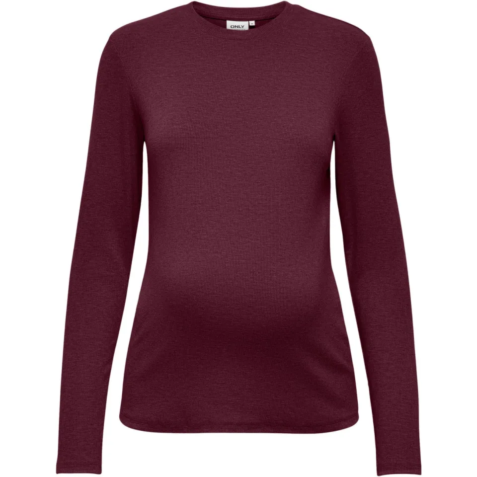 Only gebreide zwangerschaps longsleeve donkerrood, foto 3