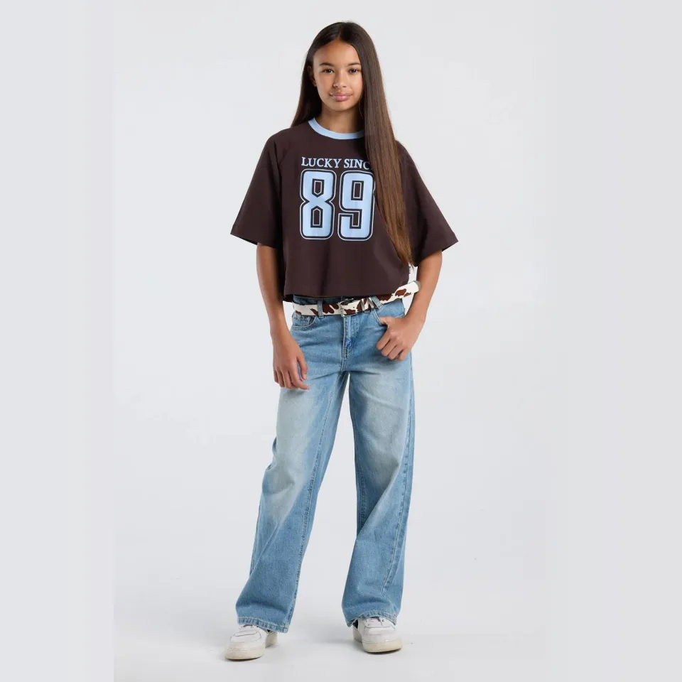 America Today oversized t-shirt bruin Bruin/blauw