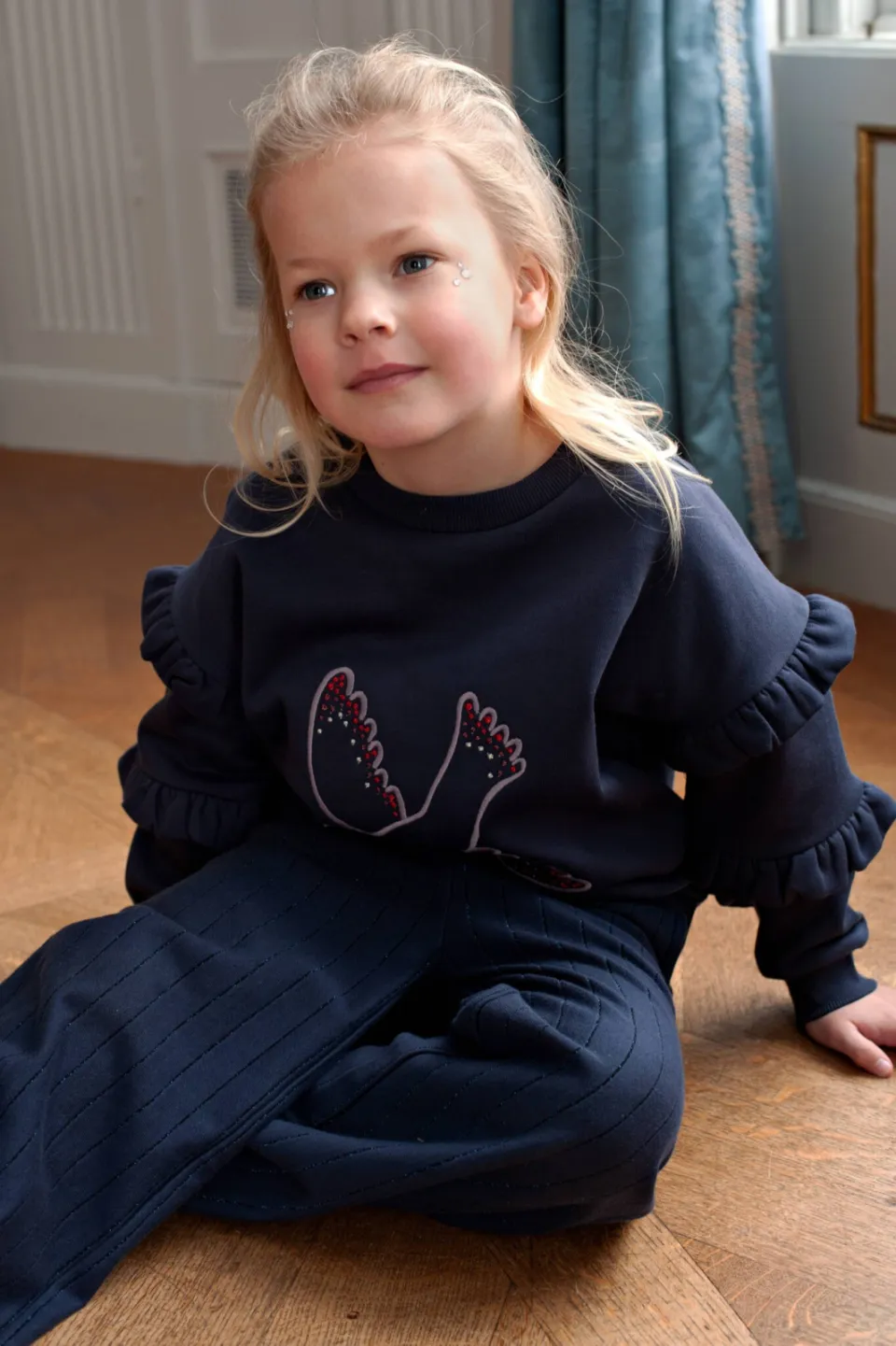 Jubel sweater met ruches en print - donkerblauw, foto 4