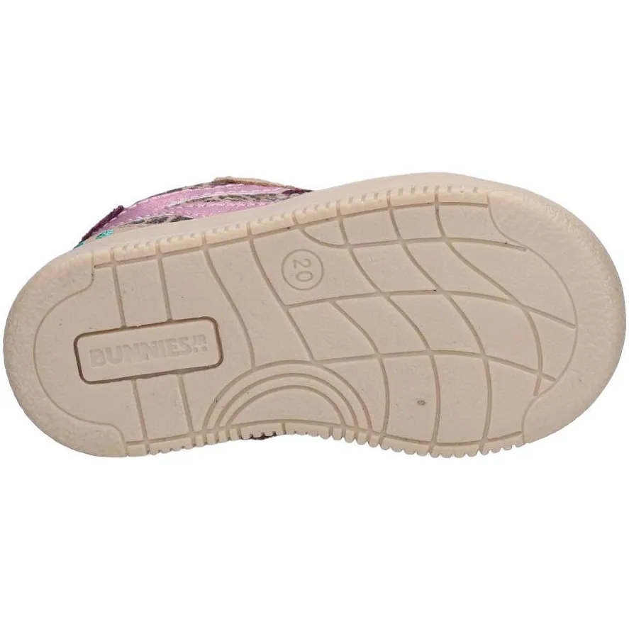 BunniesJR leren sneakers met panterprint - taupe/donkerrood/roze, foto 2