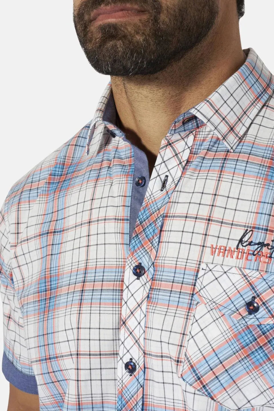 Jan Vanderstorm +FIT Collectie regular geruit casual overhemd lichtblauw blauw, foto 6