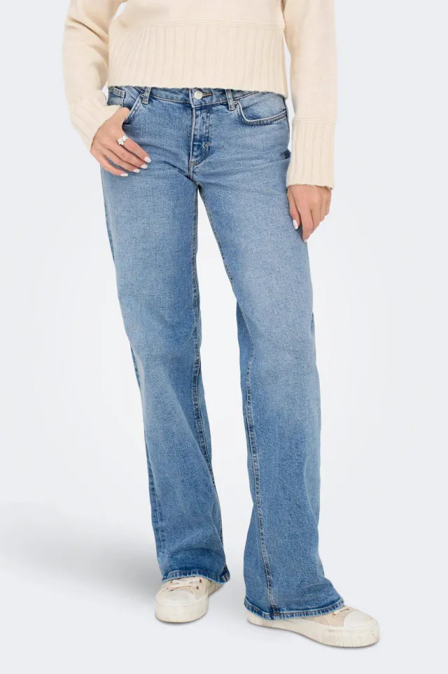 Only low waist wide leg jeans ONLJUICY light blue denim, foto 4