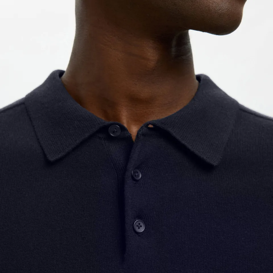 Selected regular polo fijn gebreid donkerblauw navy blazer-melange, foto 4