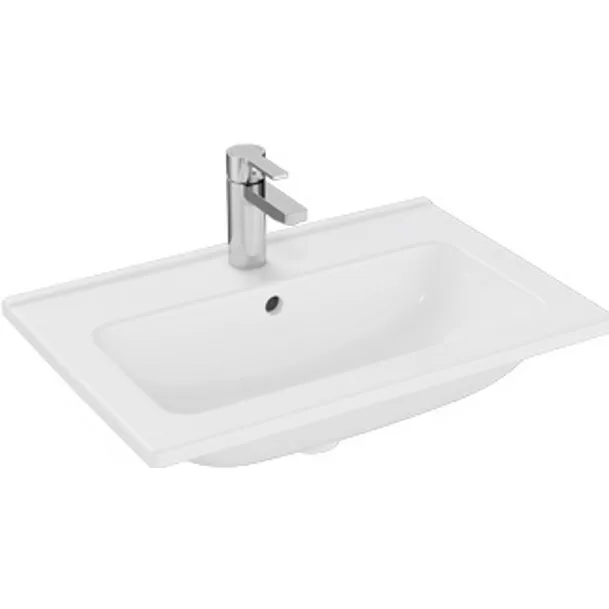 Plieger Wastafel Plieger Vitra Mia 1 Kraangat 40x60 cm Met Overloop Rechthoek Wit