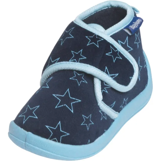 Playshoes pantoffels met sterrendessin Velcro donkerblauw/lichtblauw, foto 2
