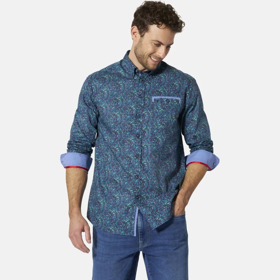 Babista regular fit overhemd Plus Size met print - donkerblauw