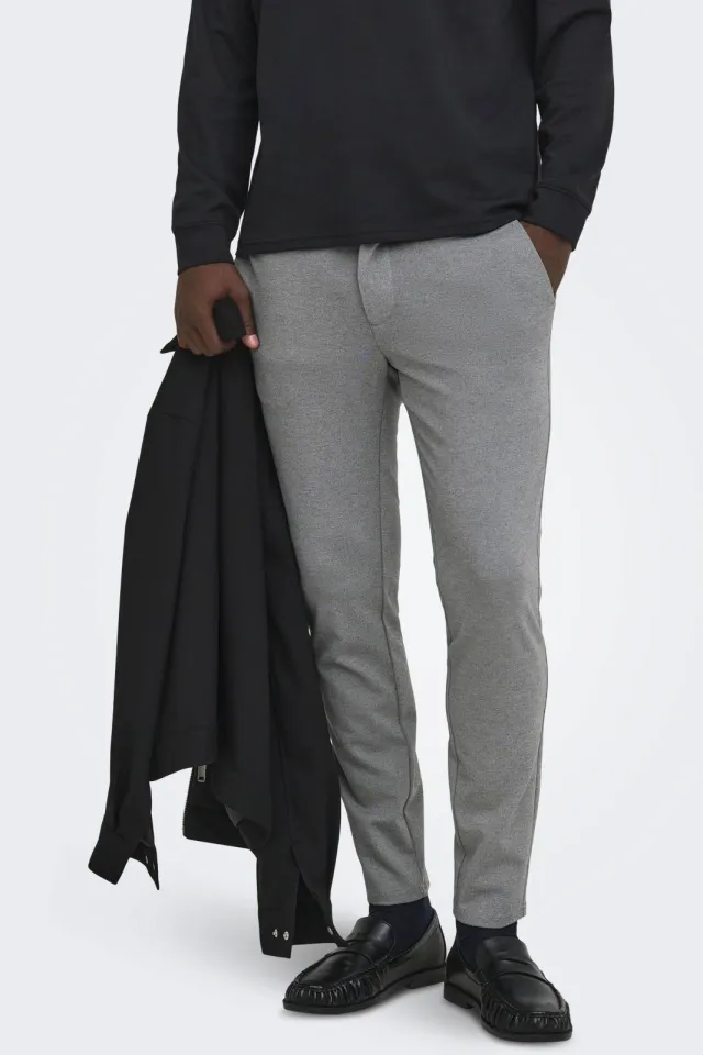 Only & Sons Mark slim chino grijs melange Medium Grey Melange