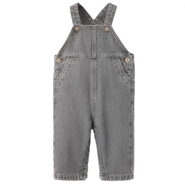 Mango denim tuinbroek changeant grijs