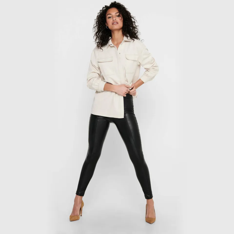 Only ONLJESSIE imitatieleren legging zwart