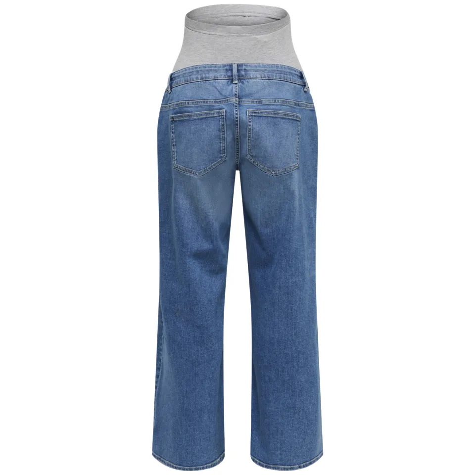 Only MATERNITY OLMMADISON wide leg zwangerschaps jeans - middelblauw medium blue denim, foto 3