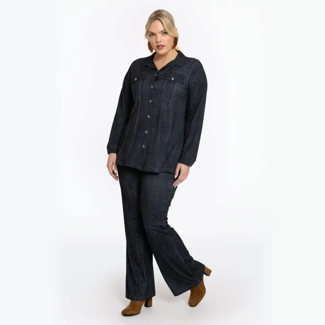 Yoek denim blouse zwart