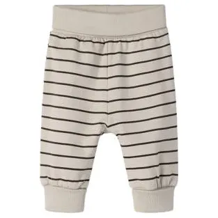 NAME IT BABY katoenen loose fit gestreepte babybroek beige Beige/bruin