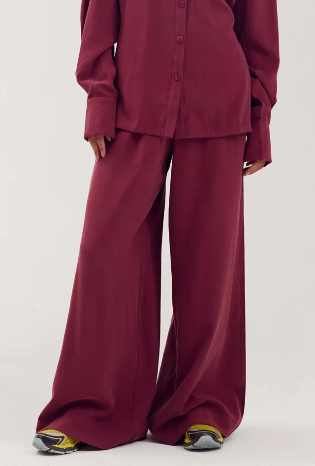 Harper & Yve wide leg broek - wijnrood, foto 3
