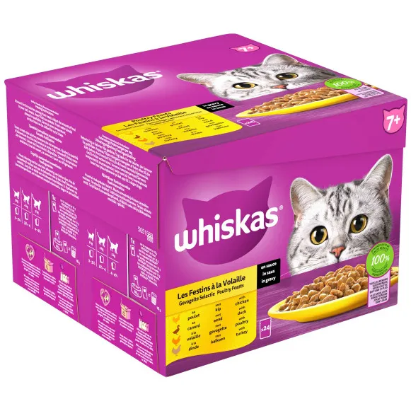 Whiskas Senior 7+ gevogelte selectie kattenvoer nat multipack