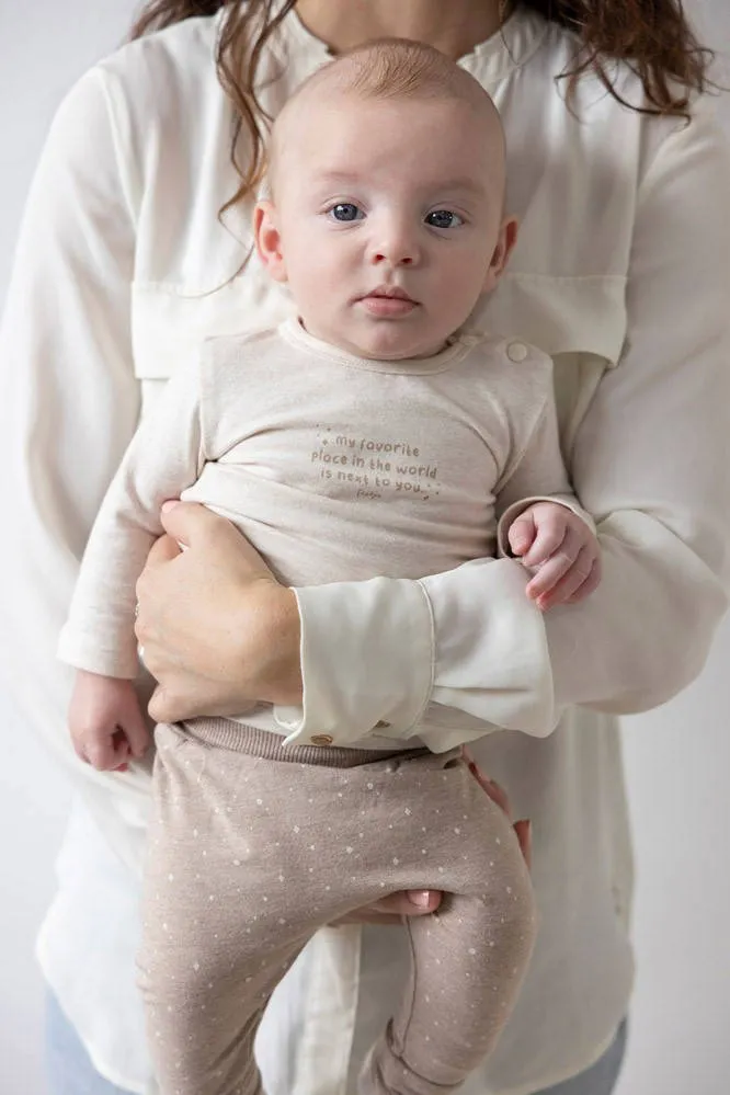 Feetje babybroek taupe gestipt Taupe melange