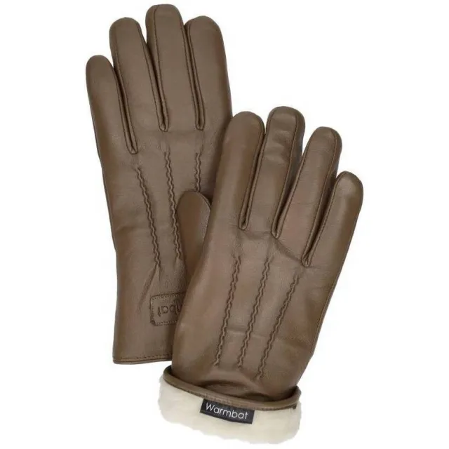 Warmbat handschoenen leer bruin Beige