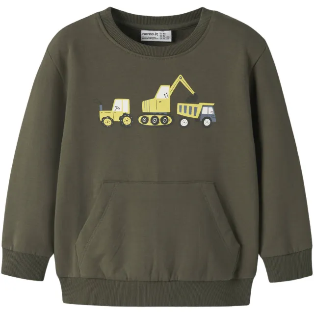NAME IT MINI sweater met print - donkergroen