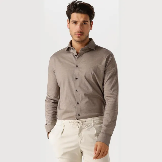Desoto Luxury Tailored Fit jersey overhemd zandgrijs, foto 3