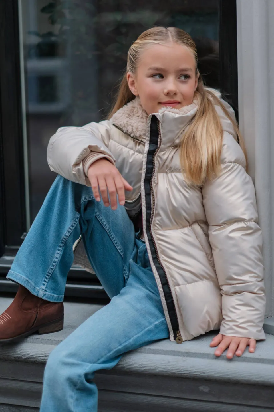 Like Flo Aelin gewatteerde jas beige Goud