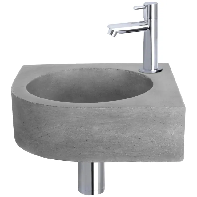 Differnz Fonteinset Differnz Cleo 31.5x31.5x10 cm Beton Donker Grijs Met Kraan Recht Chroom