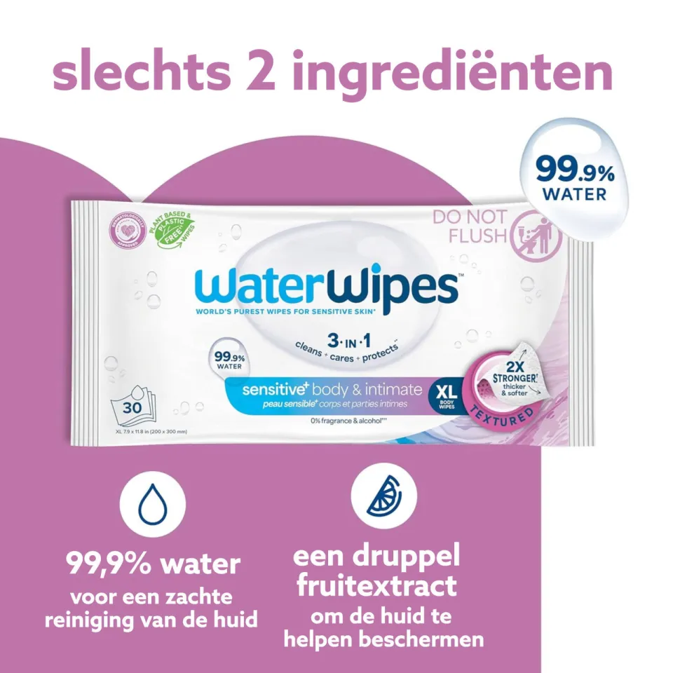 WaterWipes Sensitive+ Body & Intimate XL Doekjes – 180 stuks (6 verpakkingen), foto 4