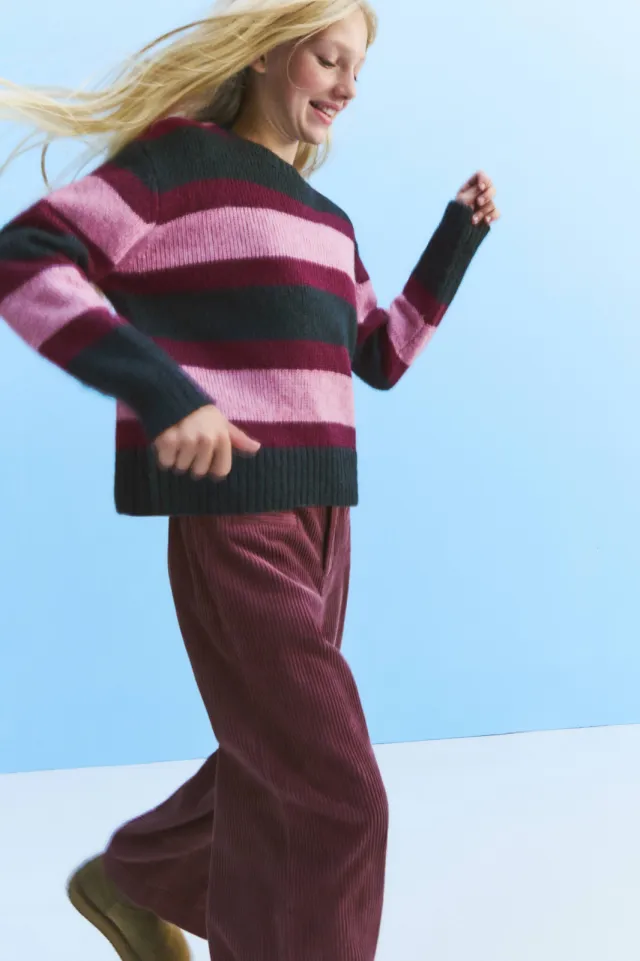 Mango corduroy casual broek bordeauxrood