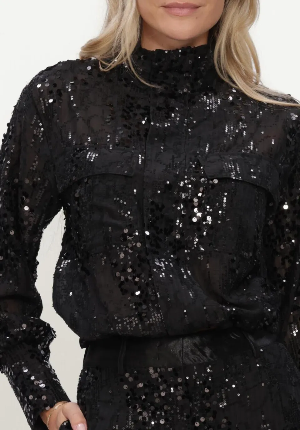 Rouge Edit Roumary blouse met pailletten zwart, foto 4