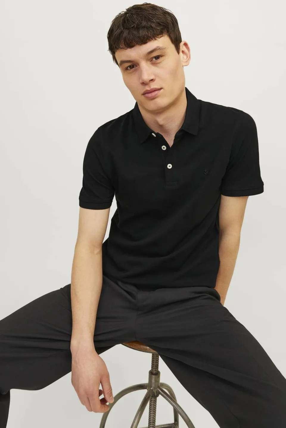 Jack & Jones ESSENTIALS slim fit polo JJEPAULOS van katoen black, foto 4