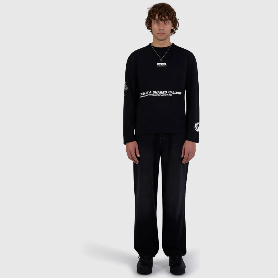 Pure Path boxy longsleeve met backprint - zwart, foto 4