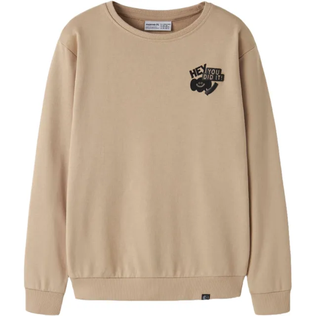 NAME IT KIDS sweater met backprint - lichtbruin