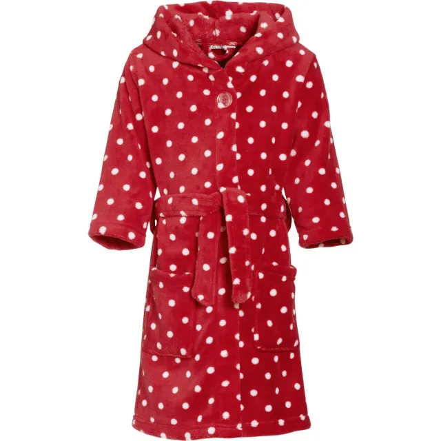 Playshoes fleece badjas Dots met stip dessin rood/wit, foto 2