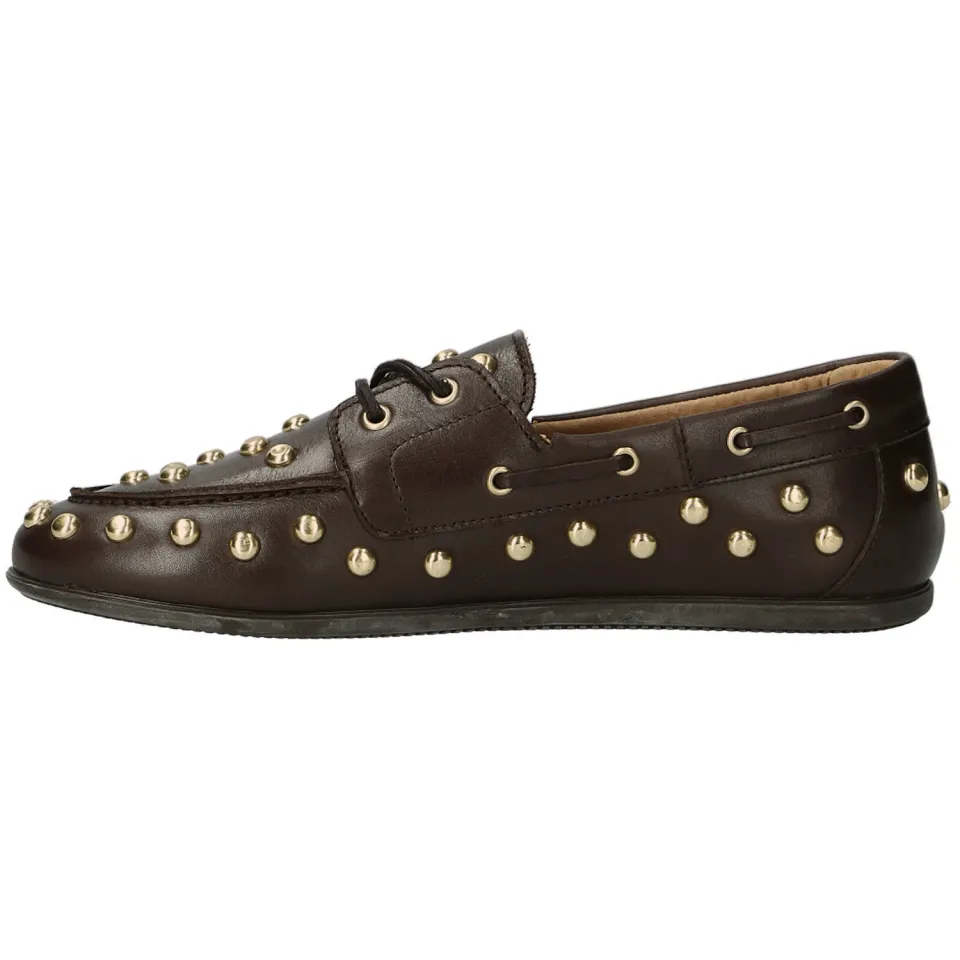 DWRS LATTY big studs leren bootschoenen met print - donkerbruin, foto 4