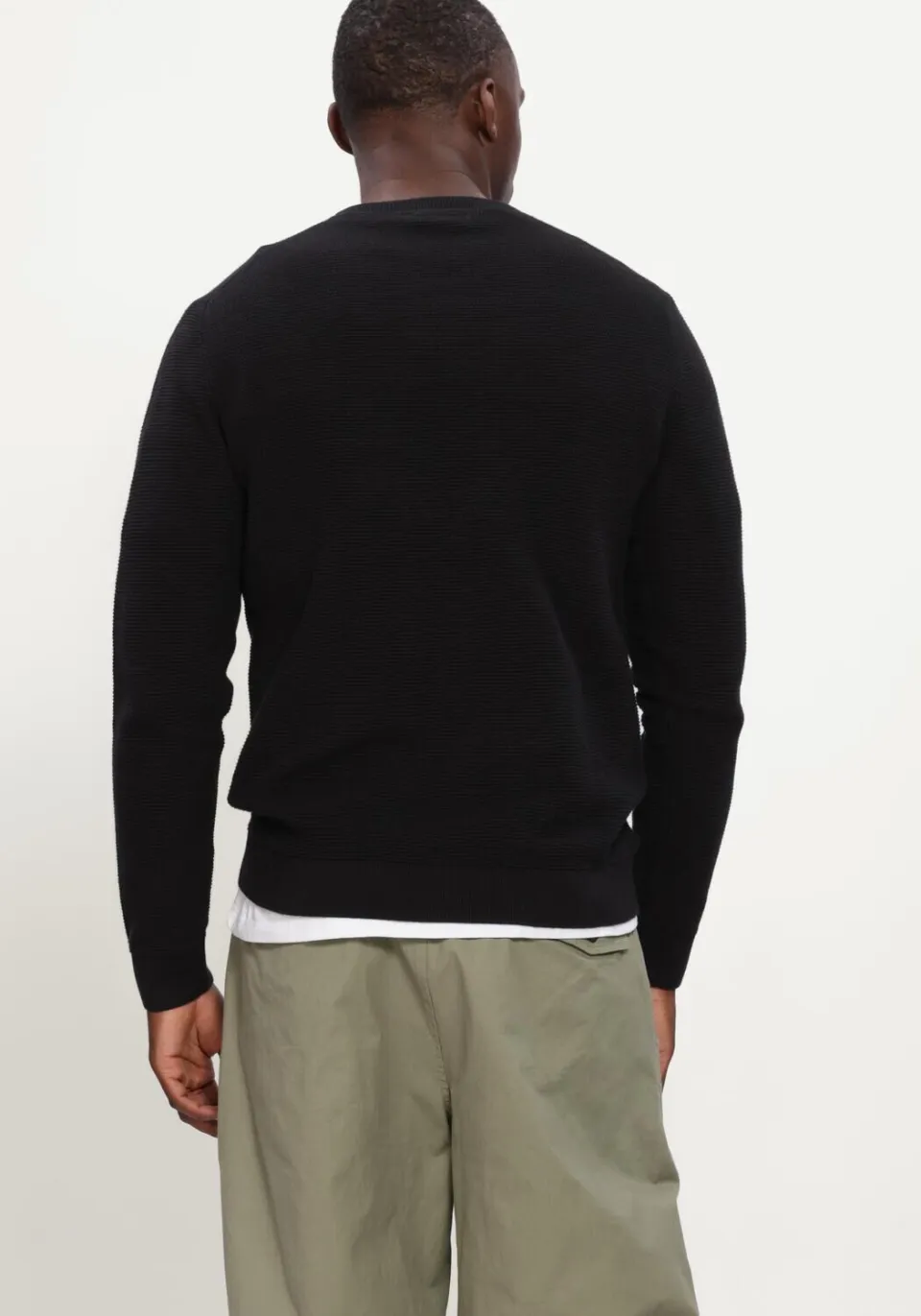 SELECTED MEN Heren Truien & Vesten Slhross Ls Knit Structure Crew Neck Noos - Zwart, foto 3
