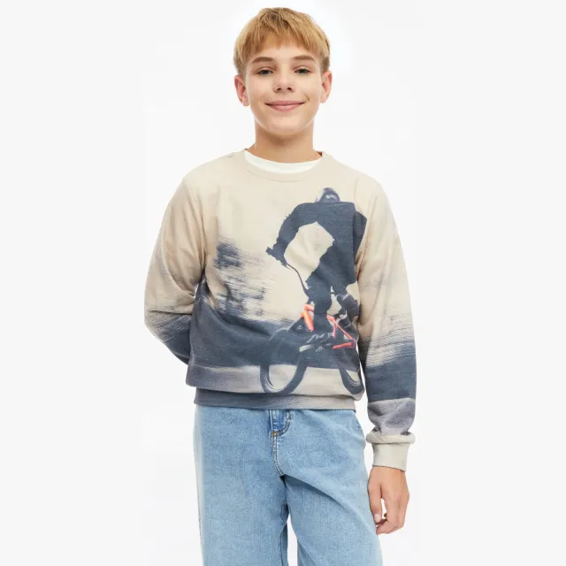 s.Oliver sweater met print - beige Beige / blauw