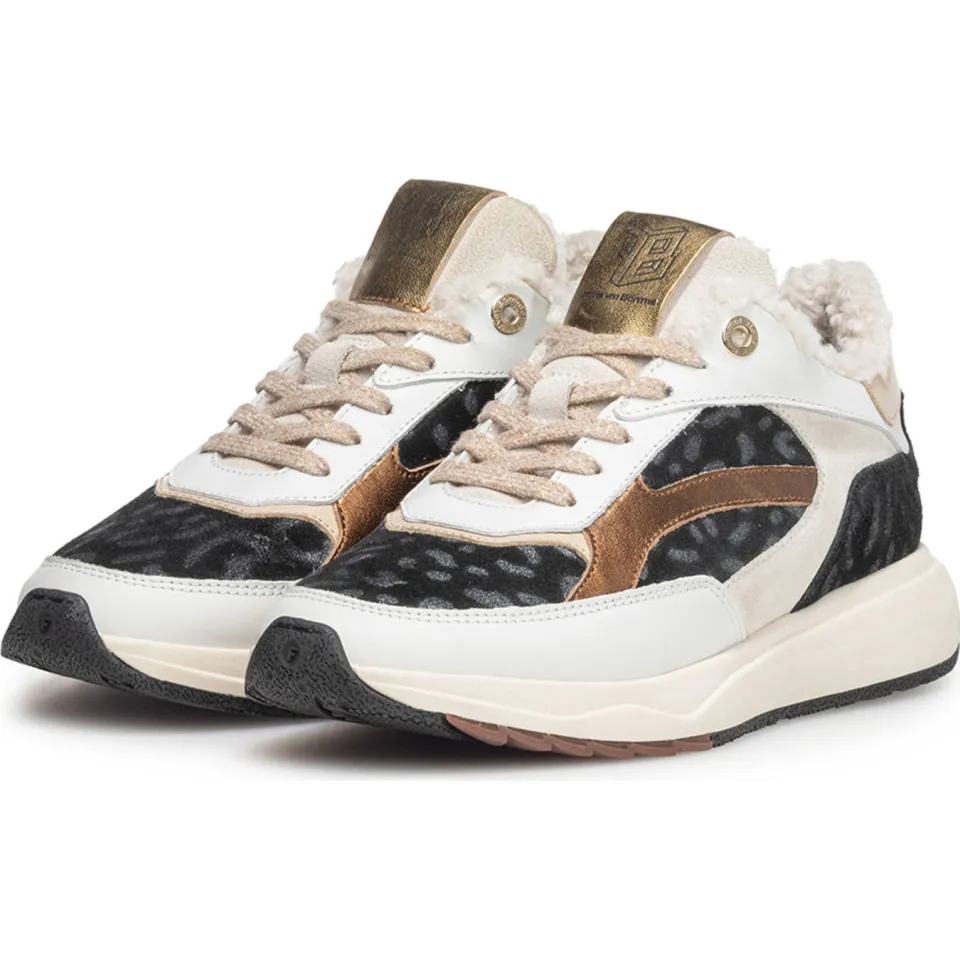 Floris Van Bommel Suvi 02.10 gevoerde leren sneakers wit/panter, foto 5